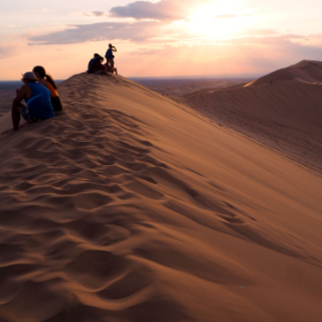 Pujareu fins la cresta de les famoses dunes cantaires de Khongoriin Els. 