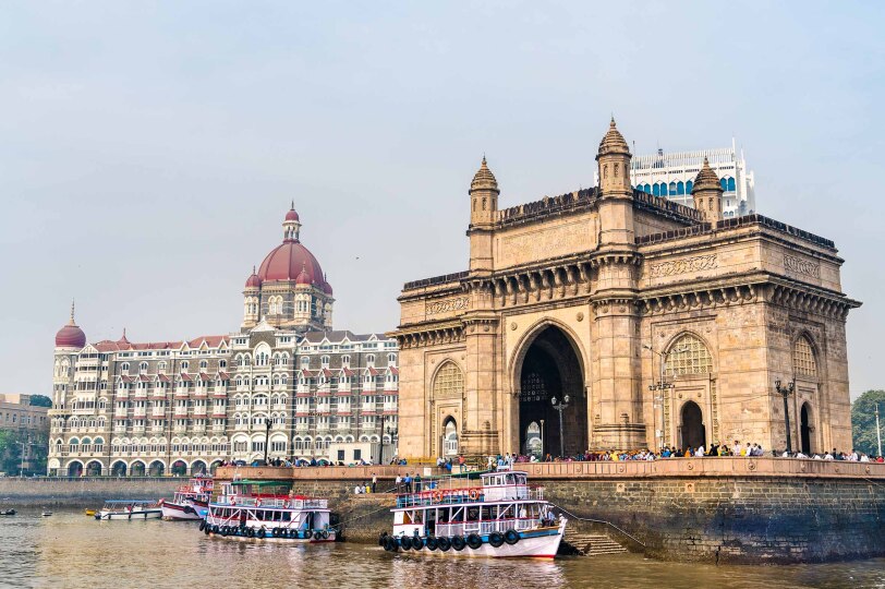 Viajes India Centre Blackpepper 0006 Gateway India Taj Mahal Palace As Seen From Arabian Sea Mumbai Maharashtra India